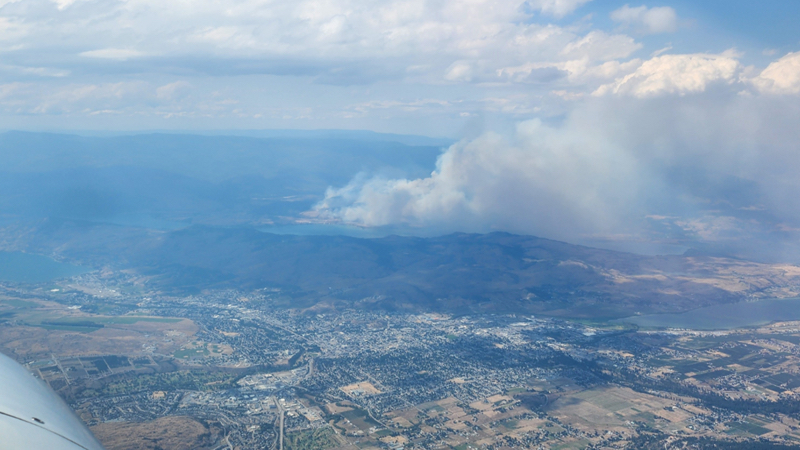 Smoke from the Bradley Creek wildfire near Vernon, British Columbia
File photo taken from Vernon looking northwest towards Okanagan Lake on Aug. 01, 2026 (Image Credit: BC Wildfire Service)